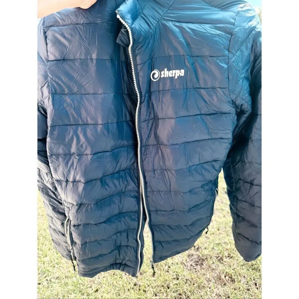 Sherpa Men’s Insulated Puffer Down Jacket Blue Size M Reversible*Notes